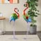 Tall Rainbow Textured Metal Flamingo Garden Sculpture Set